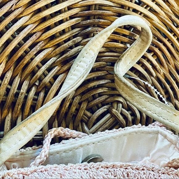 NWT La Regale pink vintage boho macrame beaded purse clutch small evening bag - Picture 5 of 8